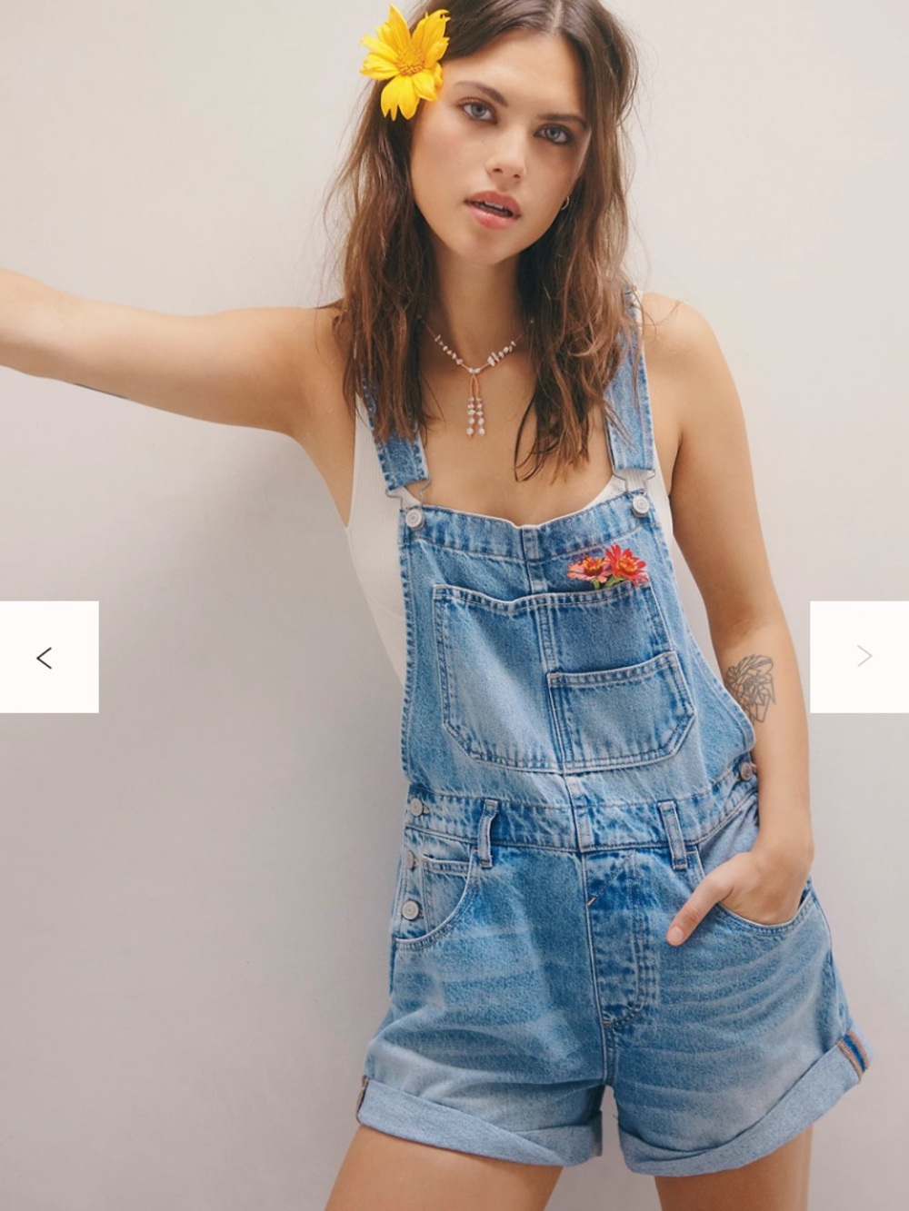 We The Free Ziggy Shortalls Light Blue Denim Short Overalls